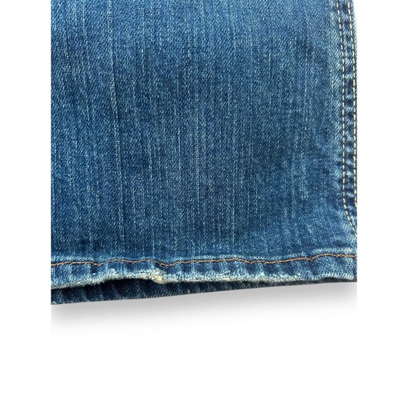 Gap Ultra Low Flare Leg Patch Jeans Medium Wash Bootcut Hippie Boho - Picture 5 of 7